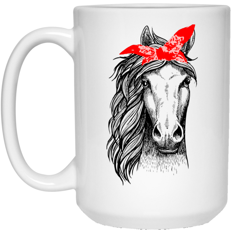 Horse Coffee Mug Beautiful Horses With Her Red Headband For Women Day Gifts 11oz - 15oz White Mug CustomCat