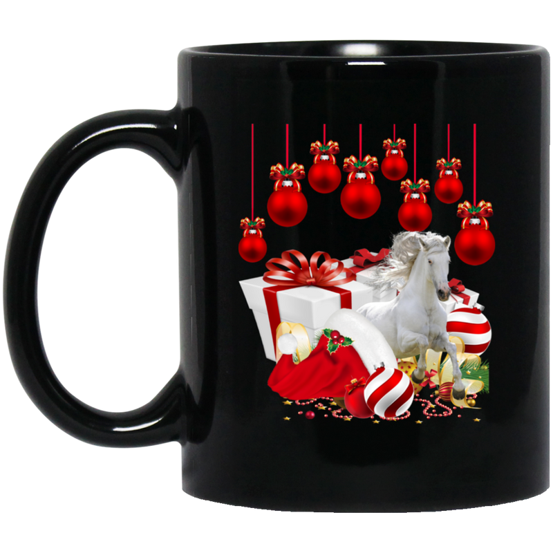 Horse Coffee Mug Christmas Horse 11oz - 15oz Black Mug CustomCat