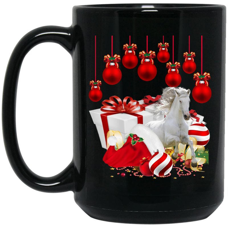 Horse Coffee Mug Christmas Horse 11oz - 15oz Black Mug CustomCat