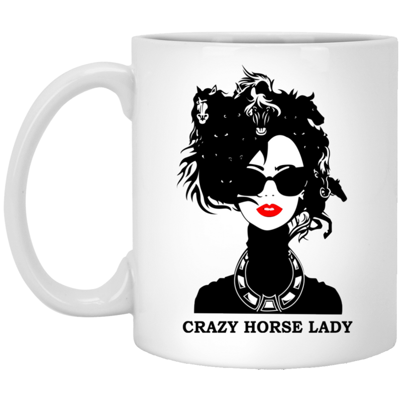 Horse Coffee Mug Crazy Horse Lady 11oz - 15oz White Mug CustomCat