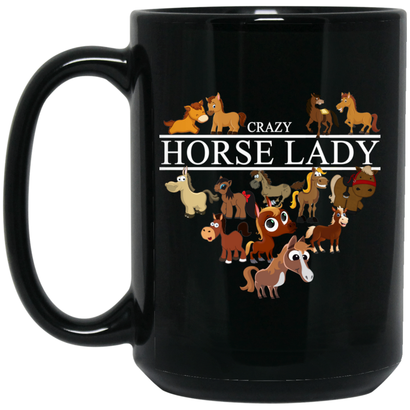 Horse Coffee Mug Crazy Horse Lady Heart 11oz - 15oz Black Mug CustomCat