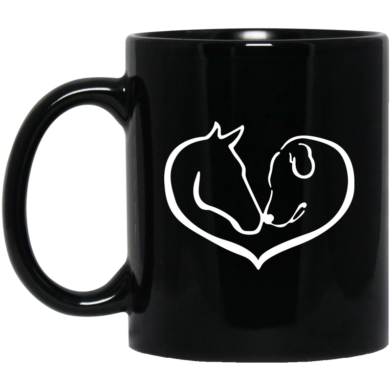 Horse Coffee Mug Easily Ditracted By Horse And Dog Heart Love 11oz - 15oz Black Mug CustomCat