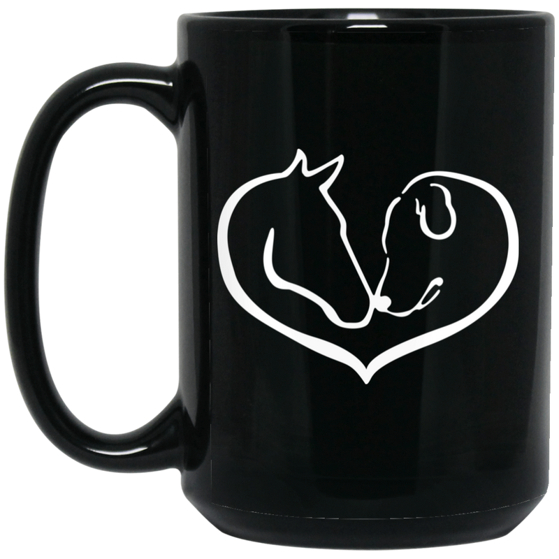 Horse Coffee Mug Easily Ditracted By Horse And Dog Heart Love 11oz - 15oz Black Mug CustomCat