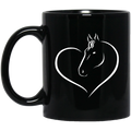 Horse Coffee Mug Heart Horse 11oz - 15oz Black Mug CustomCat