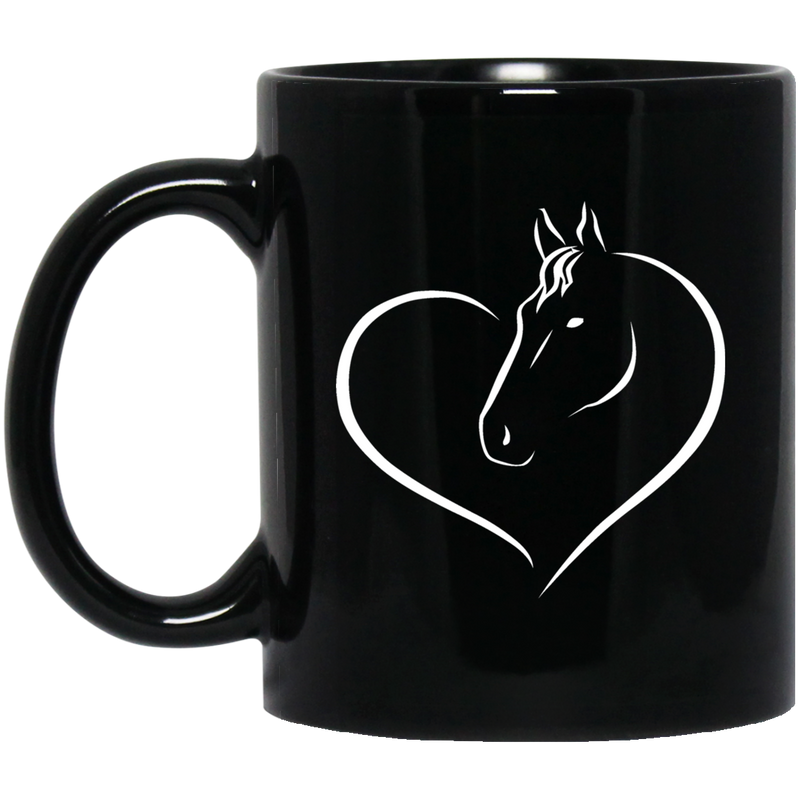 Horse Coffee Mug Heart Horse 11oz - 15oz Black Mug CustomCat