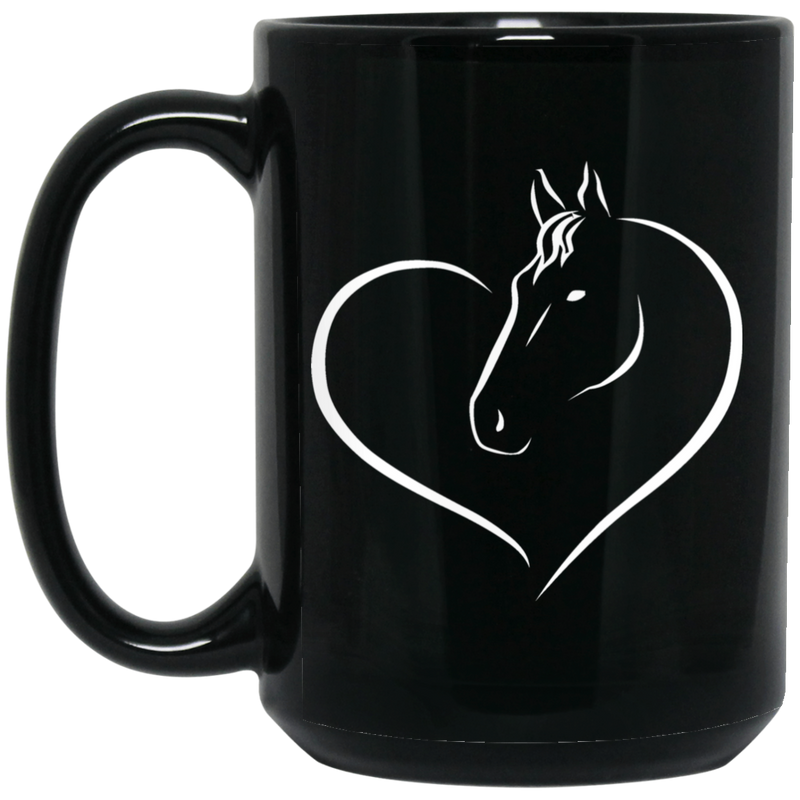 Horse Coffee Mug Heart Horse 11oz - 15oz Black Mug CustomCat