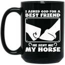 Horse Coffee Mug High Five For Friendship I Asked God For A Bestfriend He Sent Me My Horse 11oz - 15oz Black Mug CustomCat