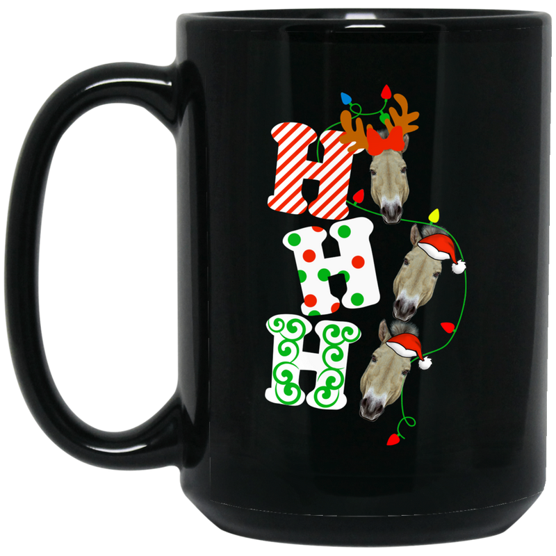 Horse Coffee Mug Ho Ho Ho Christmas Horse 11oz - 15oz Black Mug CustomCat