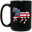 Horse Coffee Mug Horse 4th Of July American Gift Flag For Men Women 11oz - 15oz Black Mug CustomCat