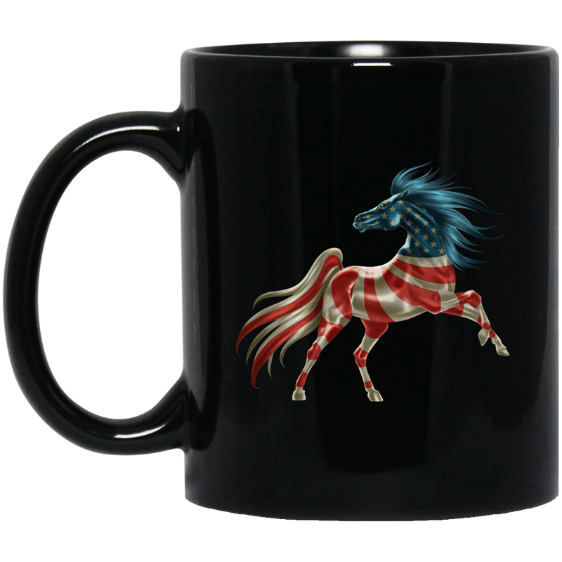 Horse Coffee Mug Horse America Flag Horse Shape Gifts 11oz - 15oz Black Mug