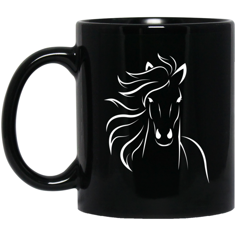 Horse Coffee Mug Horse Head Art 11oz - 15oz Black Mug CustomCat