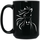 Horse Coffee Mug Horse Head Art 11oz - 15oz Black Mug CustomCat