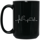 Horse Coffee Mug Horse Heartbeat Hoodie Equine Equestrian Lover Heart 11oz - 15oz Black Mug CustomCat