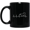 Horse Coffee Mug Horse Heartbeat Hoodie Equine Equestrian Lover Heart 11oz - 15oz Black Mug
