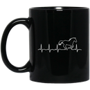 Horse Coffee Mug Horse Heartbeat Hoodie Equine Equestrian Lover Heart 11oz - 15oz Black Mug