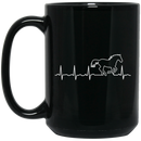 Horse Coffee Mug Horse Heartbeat Hoodie Equine Equestrian Lover Heart 11oz - 15oz Black Mug