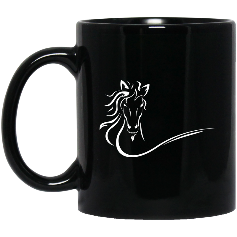 Horse Coffee Mug Horse Lovers Art 11oz - 15oz Black Mug CustomCat