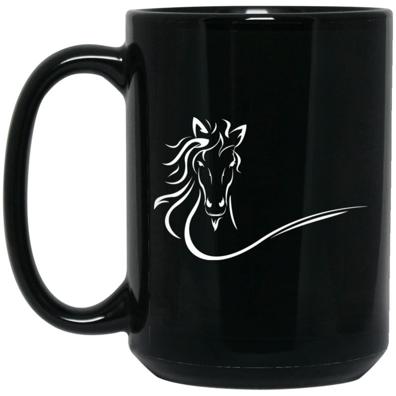 Horse Coffee Mug Horse Lovers Art 11oz - 15oz Black Mug CustomCat