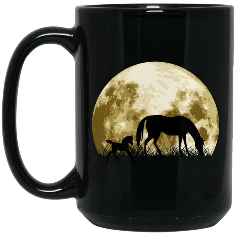 Horse Coffee Mug Horse Mom Under Moon 11oz - 15oz Black Mug CustomCat