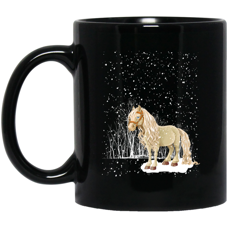 Horse Coffee Mug Horse Under Snow Merry Christmas 11oz - 15oz Black Mug CustomCat