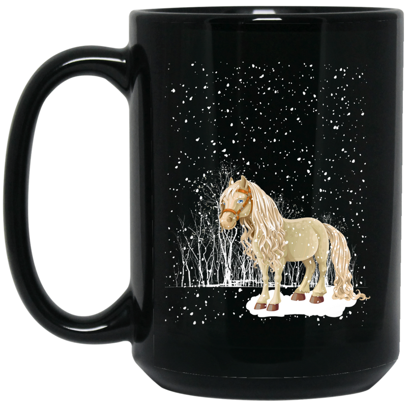 Horse Coffee Mug Horse Under Snow Merry Christmas 11oz - 15oz Black Mug CustomCat