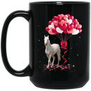 Horse Coffee Mug Horse Valentine Heart Balloons 11oz - 15oz Black Mug CustomCat