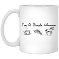 Horse Coffee Mug I'm a Simple Woman Coffee Pizza Horse 11oz - 15oz White Mug CustomCat