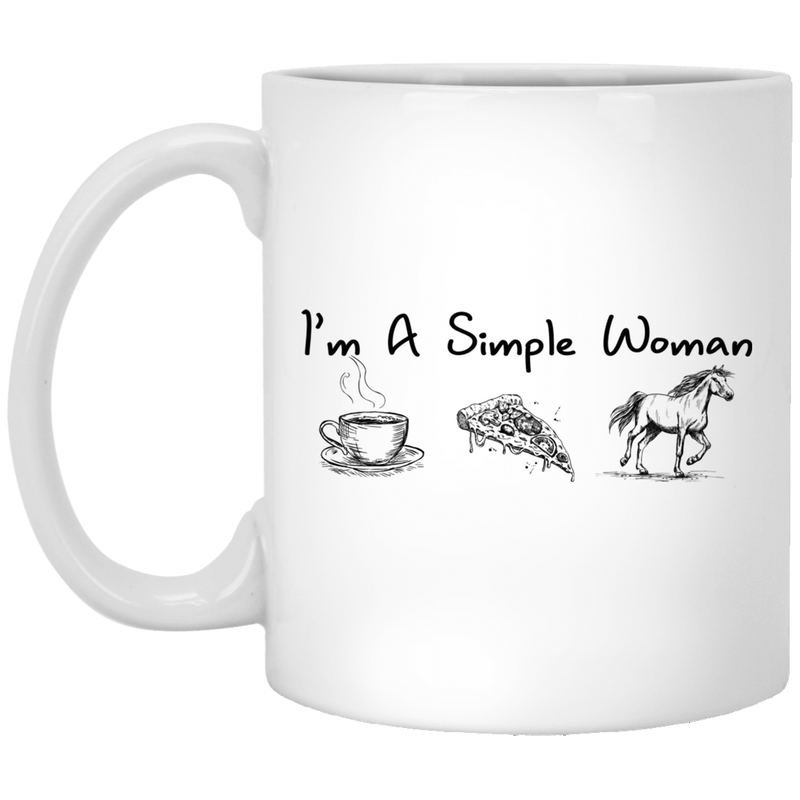 Horse Coffee Mug I'm a Simple Woman Coffee Pizza Horse 11oz - 15oz White Mug CustomCat