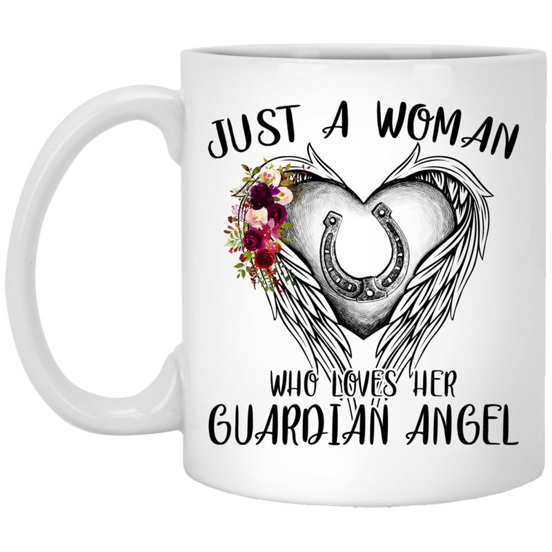 Horse Coffee Mug Just A Woman Who Loves Her Guardian Angel Horse Flowers Gift 11oz - 15oz White Mug CustomCat