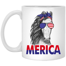 Horse Coffee Mug Merica Horse Glasses Ribbon American Flag Horse Lovers 11oz - 15oz White Mug CustomCat