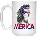 Horse Coffee Mug Merica Horse Glasses Ribbon American Flag Horse Lovers 11oz - 15oz White Mug CustomCat