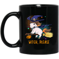 Horse Coffee Mug Witch Horse Is Riding A Broom For Halloween Holiday Gifts 11oz - 15oz Black Mug CustomCat