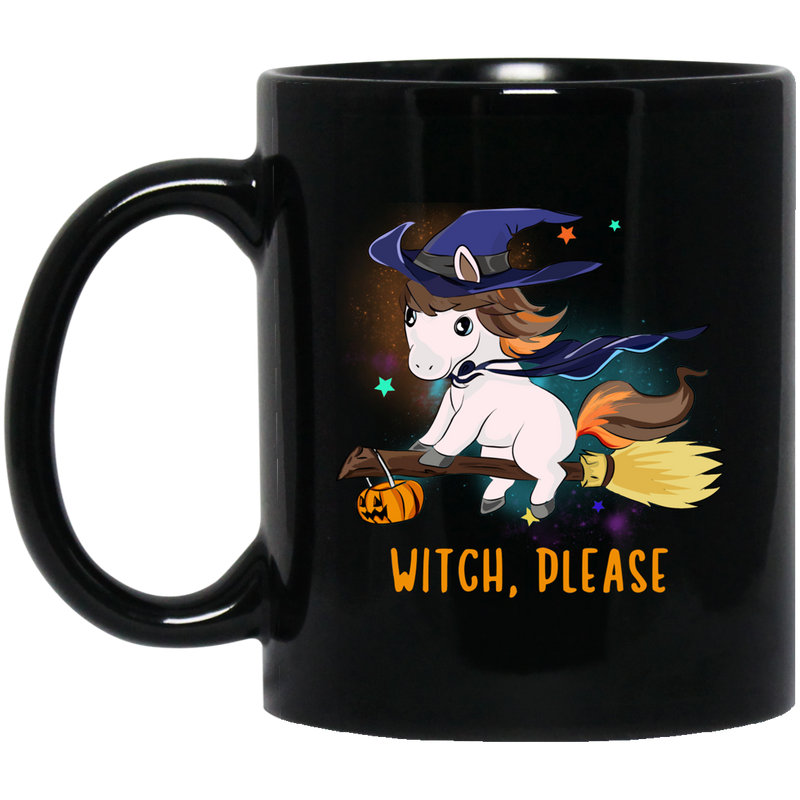 Horse Coffee Mug Witch Horse Is Riding A Broom For Halloween Holiday Gifts 11oz - 15oz Black Mug CustomCat