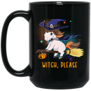 Horse Coffee Mug Witch Horse Is Riding A Broom For Halloween Holiday Gifts 11oz - 15oz Black Mug CustomCat