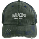 Horse - My Horse Makes Me Happy Humans Make Me Head Hurt Distressed Unstructured Trucker Cap CustomCat