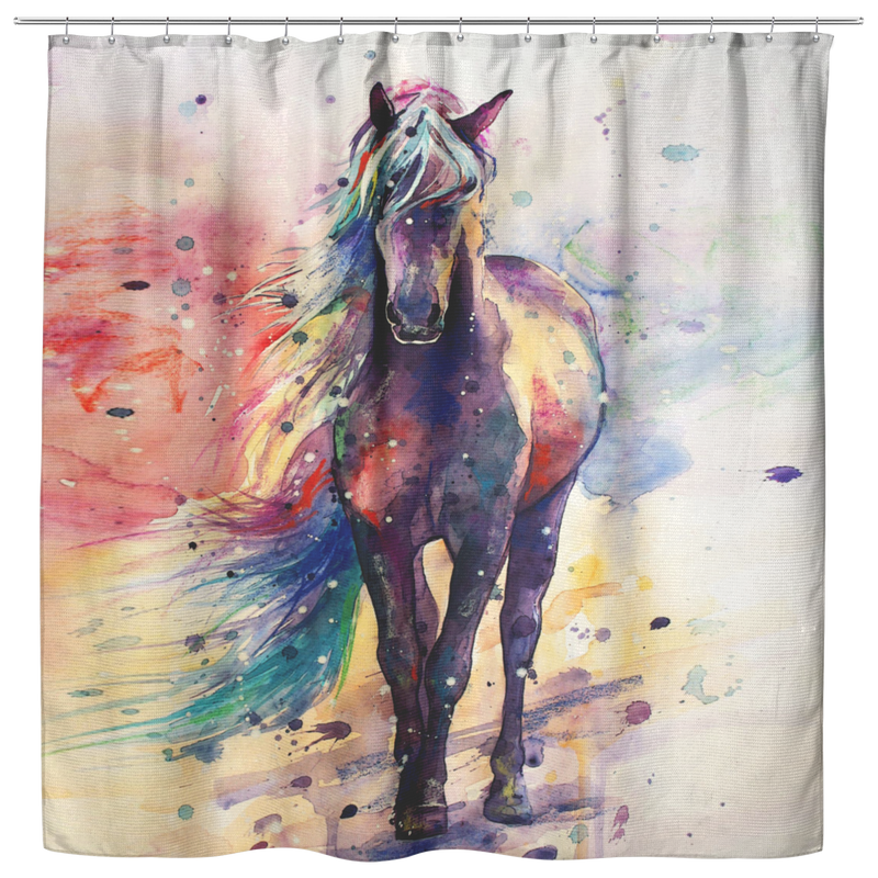 Horse Shower Curtains Fascinated Watercolor Riding Horse Shower Curtains For Bathroom Decor