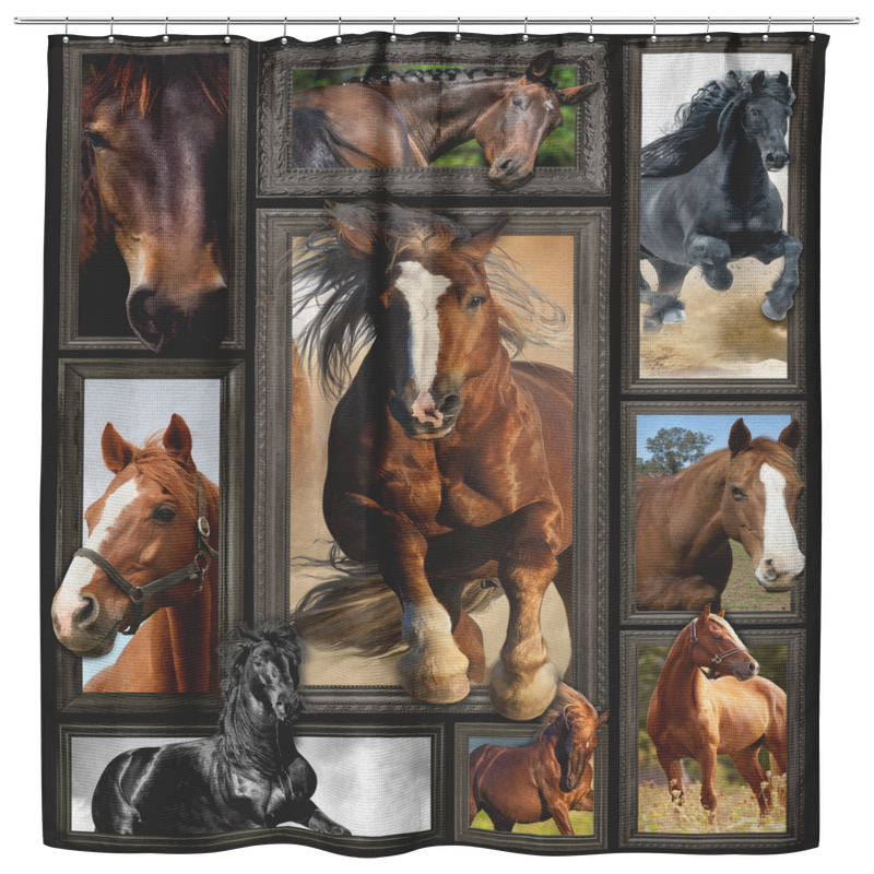 Horse Shower Curtains Horses 3D For Bathroom Decor