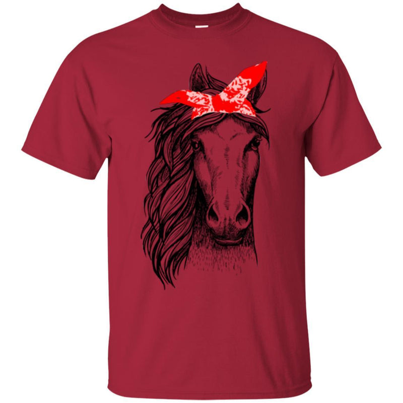Horse T-Shirt Beautiful Horses With Her Red Headband For Women Day Gifts Tee Shirt CustomCat