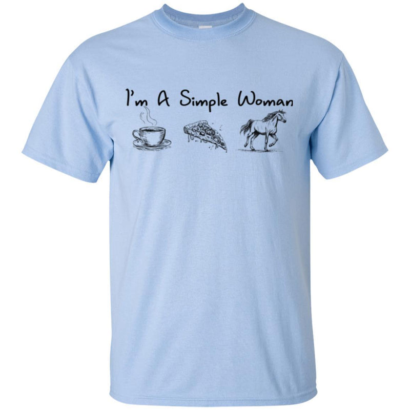 Horse T-Shirt I'm a Simple Woman Coffee Pizza Horse Tees Funny Gift Tee Shirt CustomCat