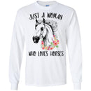 Horse T-Shirt Just Flowers For Beautiful Horse A Woman Who Loves Horse Tee Gifts Tee Shirt CustomCat