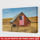 Horses Canvas - Barn On The Plains Displaying The American Flag Canvas For Home Decor Horses - CANLA75 - CustomCat