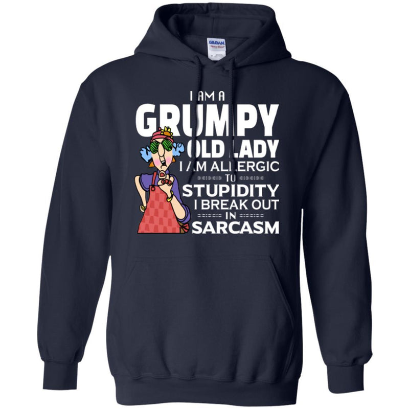 I Am A Grumpy Old Lady I Am Allergic To Stupidity I Break Out In Sarcasm Funny Grandparent T Shirts CustomCat