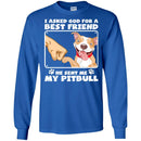 I Asked God For A Best Friend He Sent Me My Pitbull Funny Gift Lover Dog Tee Shirt CustomCat