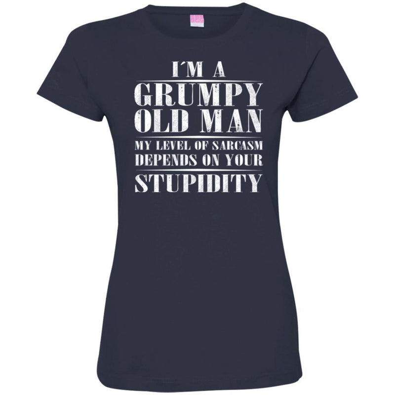 I'm A Grumpy Old Man My Level Of Sarcasm Depends On Your Stupidity Funny Gift T Shirts CustomCat