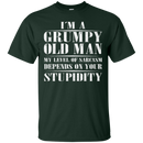 I'm a grumpy old man my level of sarcasm depends on your stupidity T-shirt CustomCat