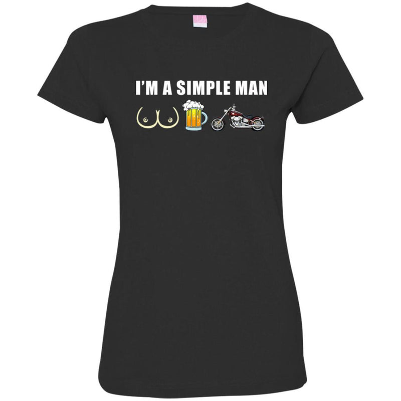 I'm A Simple Man boobs Beer Motorbike T Shirts CustomCat