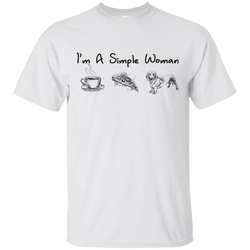 I'm A Simple Woman Coffee Pizza Dachshund Funny Gift Lover Dog Tee Shirt CustomCat