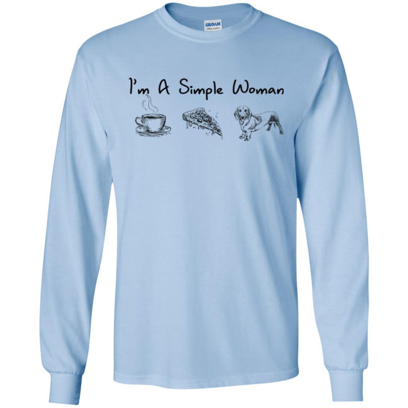 I'm A Simple Woman Coffee Pizza Dachshund Funny Gift Lover Dog Tee Shirt CustomCat