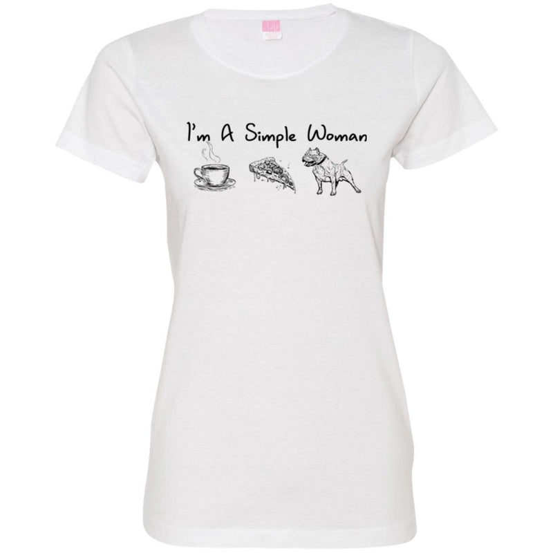 I'm A Simple Woman Coffee Pizza Pitbull Funny Gift Lover Dog Tee Shirt CustomCat