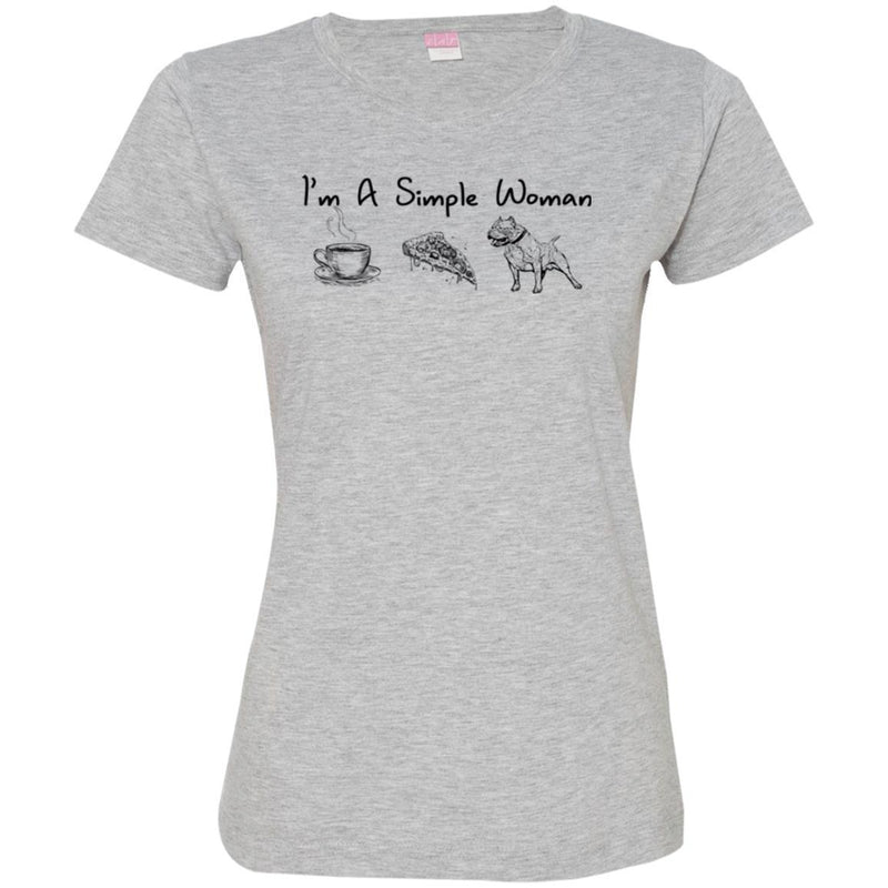 I'm A Simple Woman Coffee Pizza Pitbull Funny Gift Lover Dog Tee Shirt CustomCat